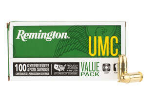 Remington UMC 45ACP ammo comes in a box of 100 rounds
